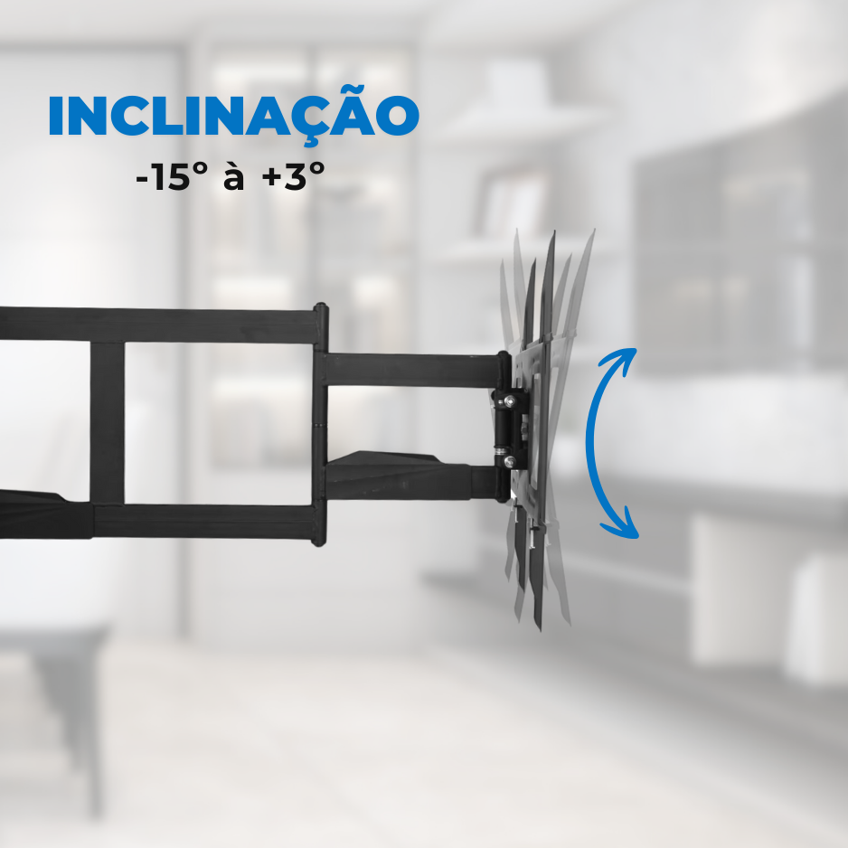 Suporte Articulado para Tv LED 65" á 86'' com Peso até 75 kg - Braço longo de 1 metro (100 cm) FT-64100X - Fixatek - Fixatek