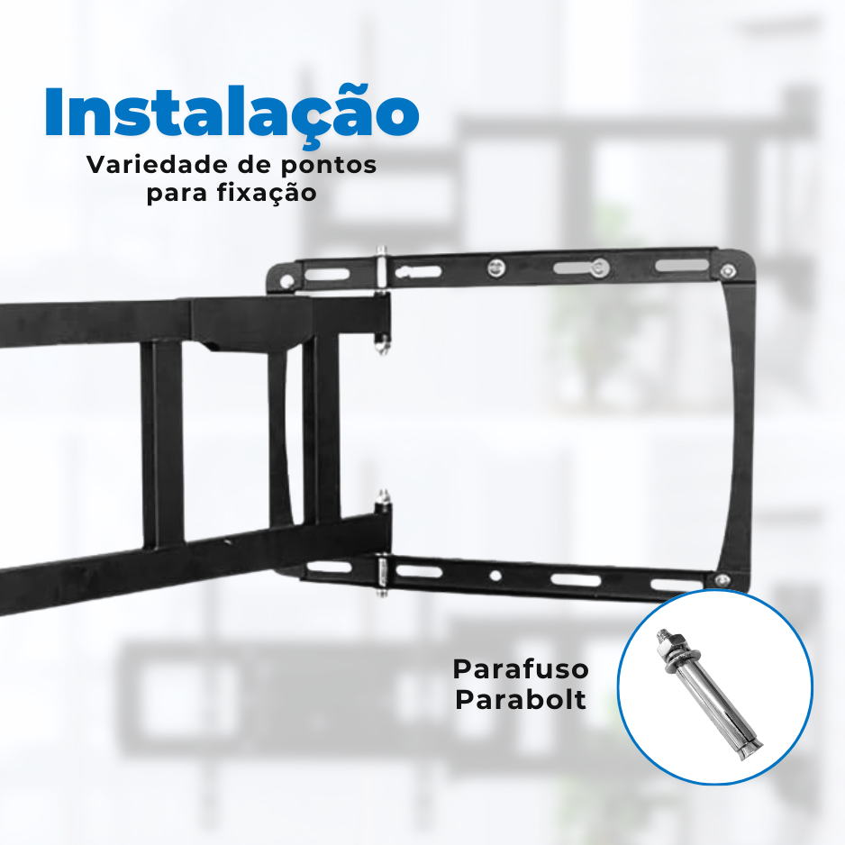 Suporte Articulado para Tv LED 65" á 86'' com Peso até 75 kg - Braço longo de 1 metro (100 cm) FT-64100X - Fixatek - Fixatek