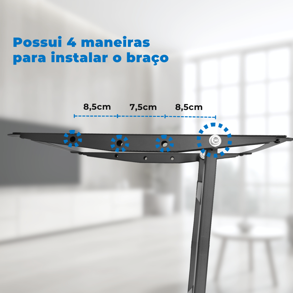 Suporte Articulado para Tv LED 65" á 86'' com Peso até 75 kg - Braço longo de 1 metro (100 cm) FT-64100X - Fixatek - Fixatek