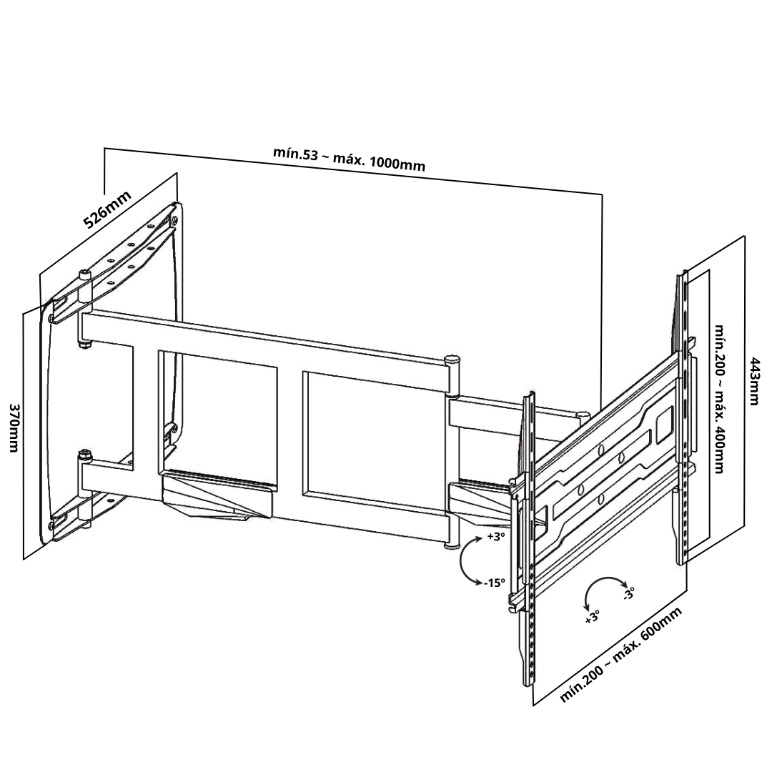 Suporte Articulado para Tv LED 65" á 86'' com Peso até 75 kg - Braço longo de 1 metro (100 cm) FT-64100X - Fixatek - Fixatek